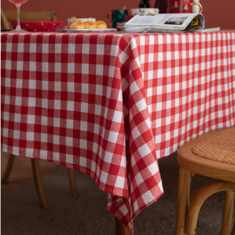 Rose Red Black Plaid Tablecloth
