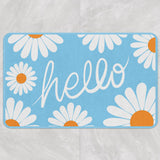 Feblilac Hello White Daisy Sky Blue Bath Mat, Flower Bathroom Rug, Floral Soft Plush Water-Absorbent  Multiple Sized Floral Anti Slip Toilet Mat, Soft Thick Bathroom Carpet, Art Bathroom Mats, Best Bath Rugs, Hot Shower Mat Non Slip, Toilet Rug