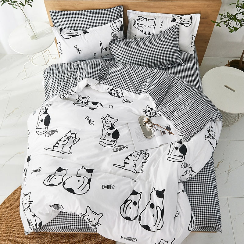 Cartoon Cute Cat Bedding Set