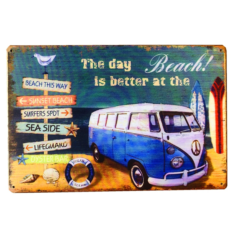 Vintage Minibus Trip Metal Posters