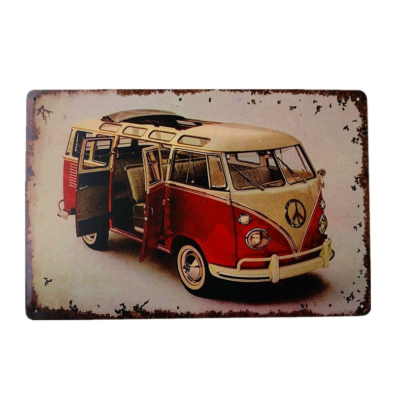 Vintage Minibus Trip Metal Posters