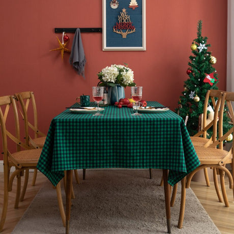 Rose Red Black Plaid Tablecloth