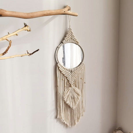 Mirror Wall Hanging Boho Fringe