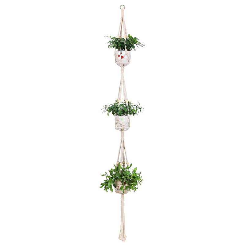 Handmade macrame plant flower pot hanger for wall decoration