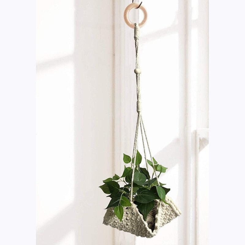 Handmade macrame plant flower pot hanger for wall decoration