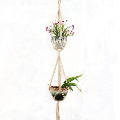 Handmade macrame plant flower pot hanger for wall decoration