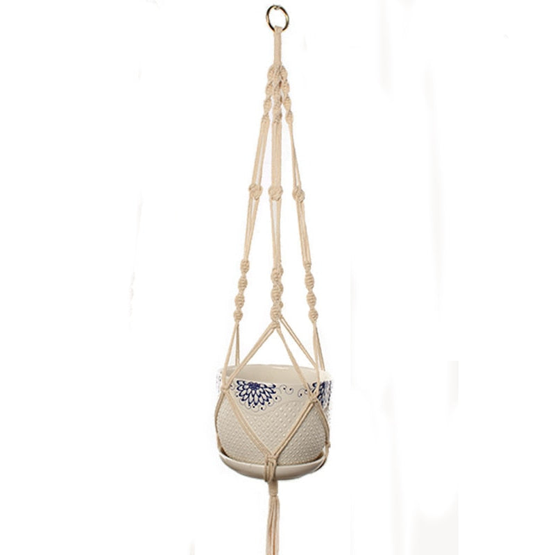 Handmade macrame plant flower pot hanger for wall decoration