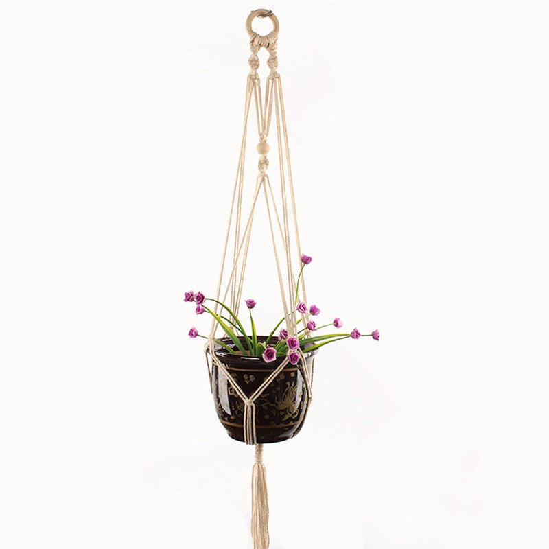 Handmade macrame plant flower pot hanger for wall decoration