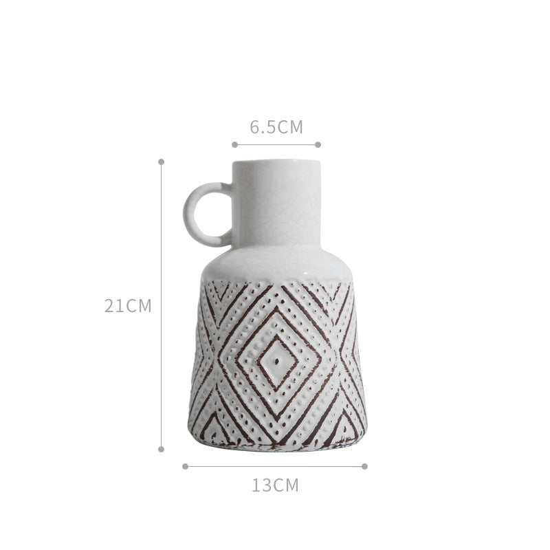 Houseware Ceramic Vase Modern Simple American Retro Home Living Room Cabinet Table Decoration Flower Decoration Home Decoration