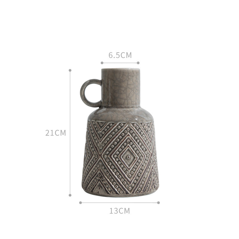 Houseware Ceramic Vase Modern Simple American Retro Home Living Room Cabinet Table Decoration Flower Decoration Home Decoration