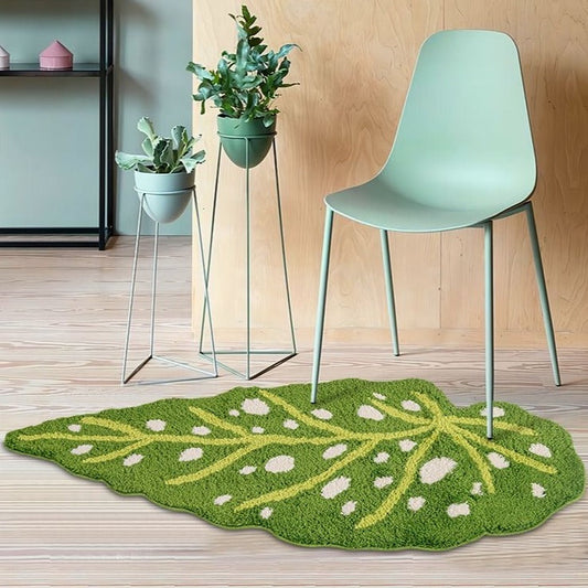 Feblilac Tropical Green Leaf Mat, Kitchen Bedroom Are Rug, Long Runner Mat