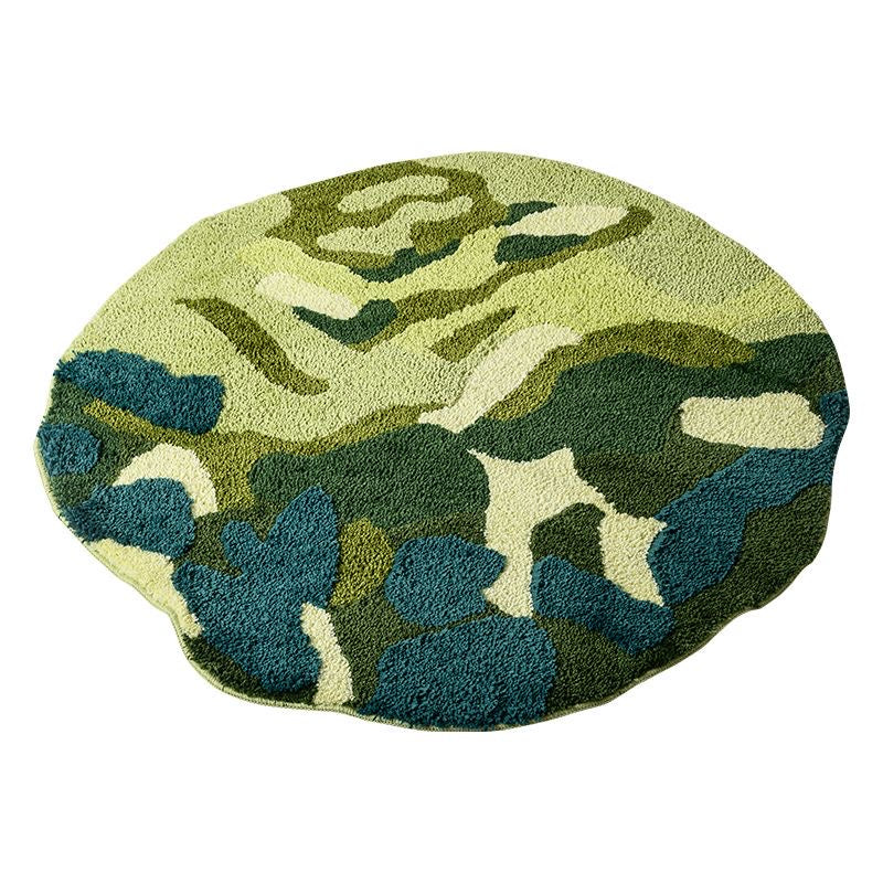 Feblilac Round Green Leaves Moss Area Rug, Mat for Living Room Bedroom Children's Room