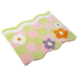 Feblilac Colorful Checkerboard Flower Mat for Living Room Bedroom Bathroom, Area Rug for Home
