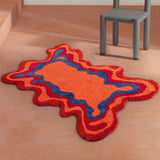 Feblilac Red Dizzy Mat for Bathroom Living Room, Fun Abstract Area Rug