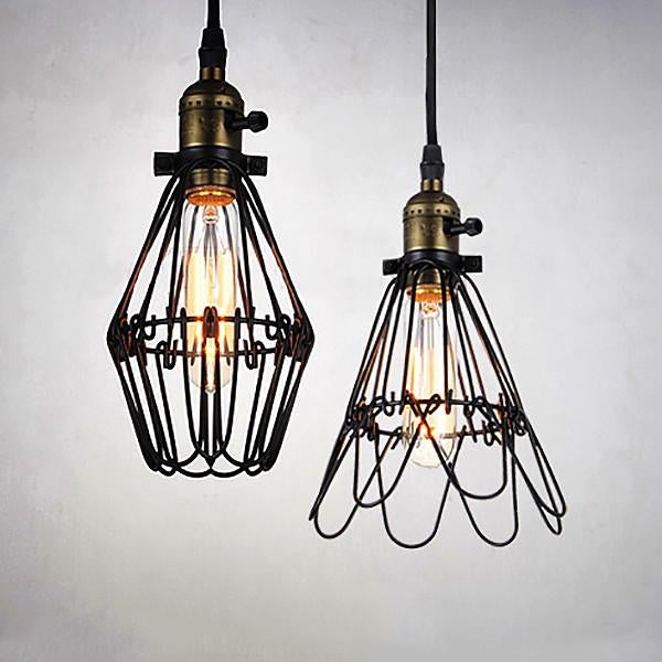 Kaye Metal Wire Cage Industrial Retro Pendant Light
