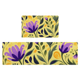 Feblilac Purple flowers PVC Leather Kitchen Mat