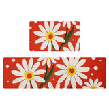 Feblilac Red White Daisy PVC Leather Kitchen Mat