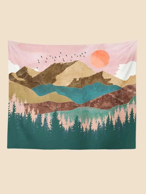 Landscape Painting Print Tapestry