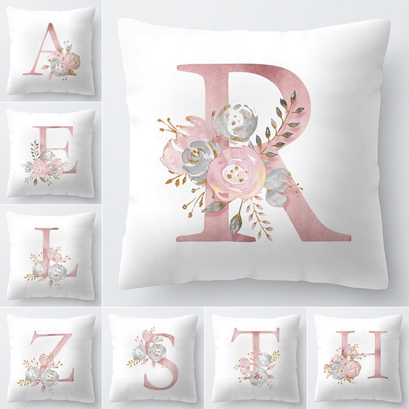 Letter Pillow Cover 45x45cm Room English Alphabet For Home goods 1PC Flower Pillowcase Polyester