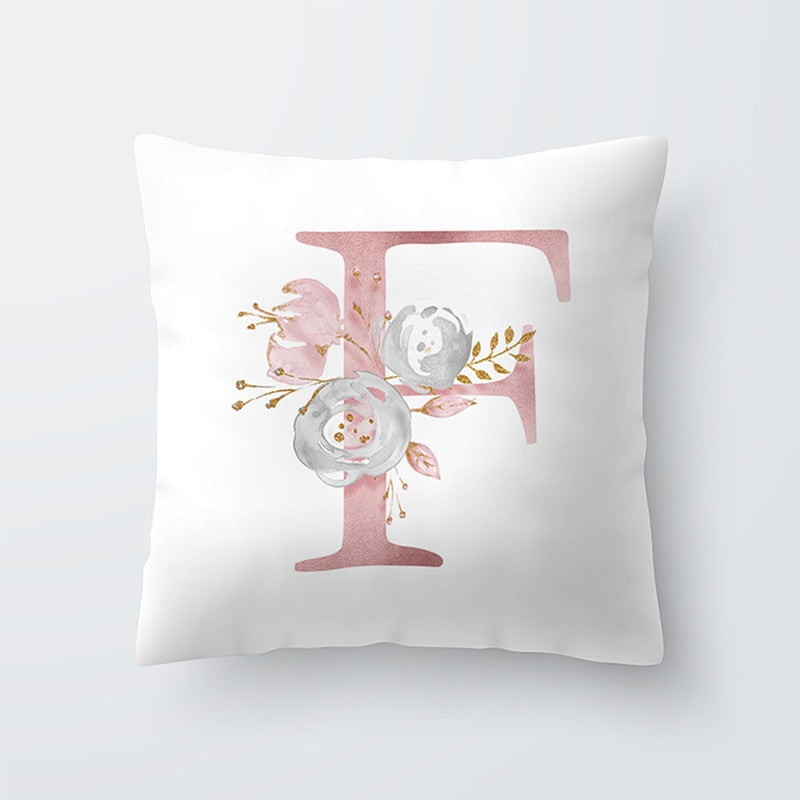 Letter Pillow Cover 45x45cm Room English Alphabet For Home goods 1PC Flower Pillowcase Polyester