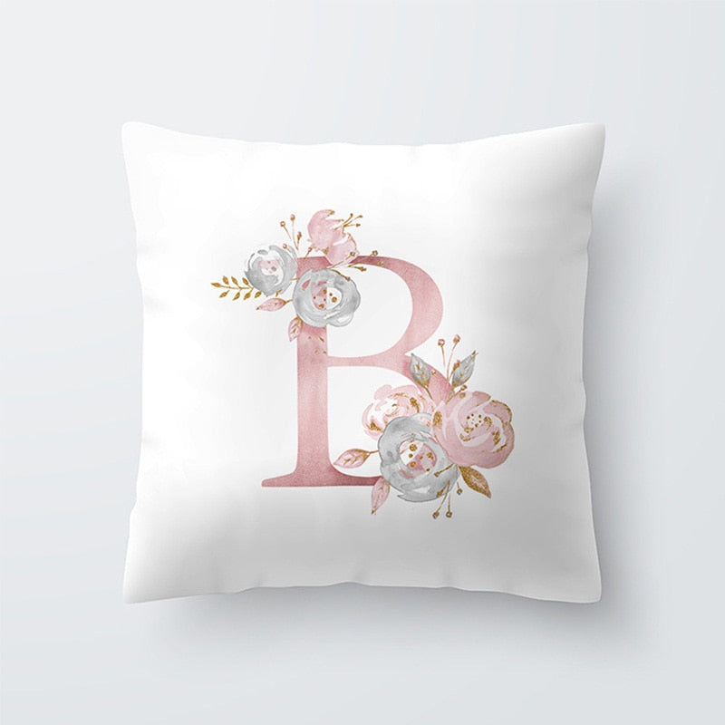 Letter Pillow Cover 45x45cm Room English Alphabet For Home goods 1PC Flower Pillowcase Polyester