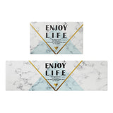 Feblilac Light Green and Grey Grain of Marble PVC Leather Kitchen Mat