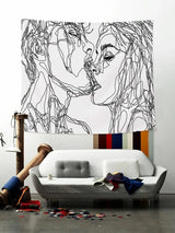 Abstract Line Figure Tapestry