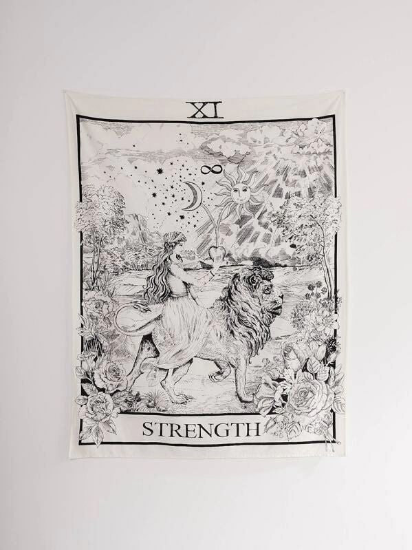 Lion & Girl Print Tapestry