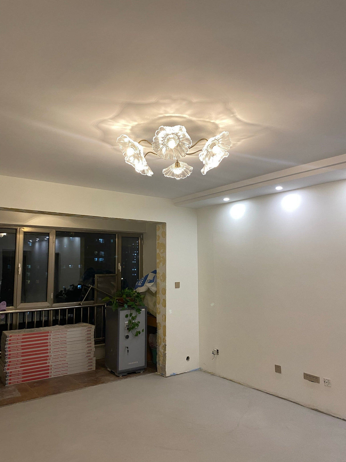 Lotus Leaf Glass Ceiling Lamp