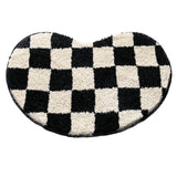 Feblilac Cute Love Checkerboard Bath Mat, Heart-Shape Bathroom Rug