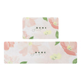 Feblilac Lovely Pink Flowers PVC Leather Kitchen Mat