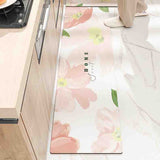 Feblilac Lovely Pink Flowers PVC Leather Kitchen Mat