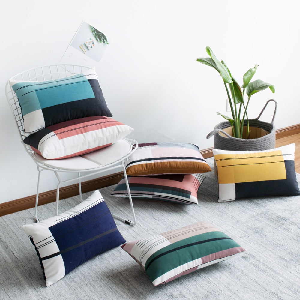 Lumbar Geometric Throw Pillow Cushion Cover