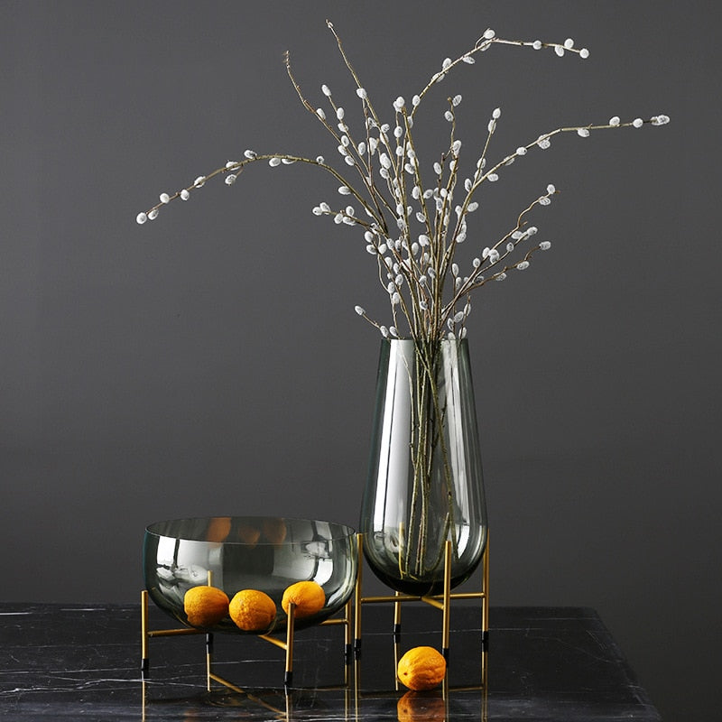 Luxurious Art Vase Ornament  & Transparent Fruit Bowl