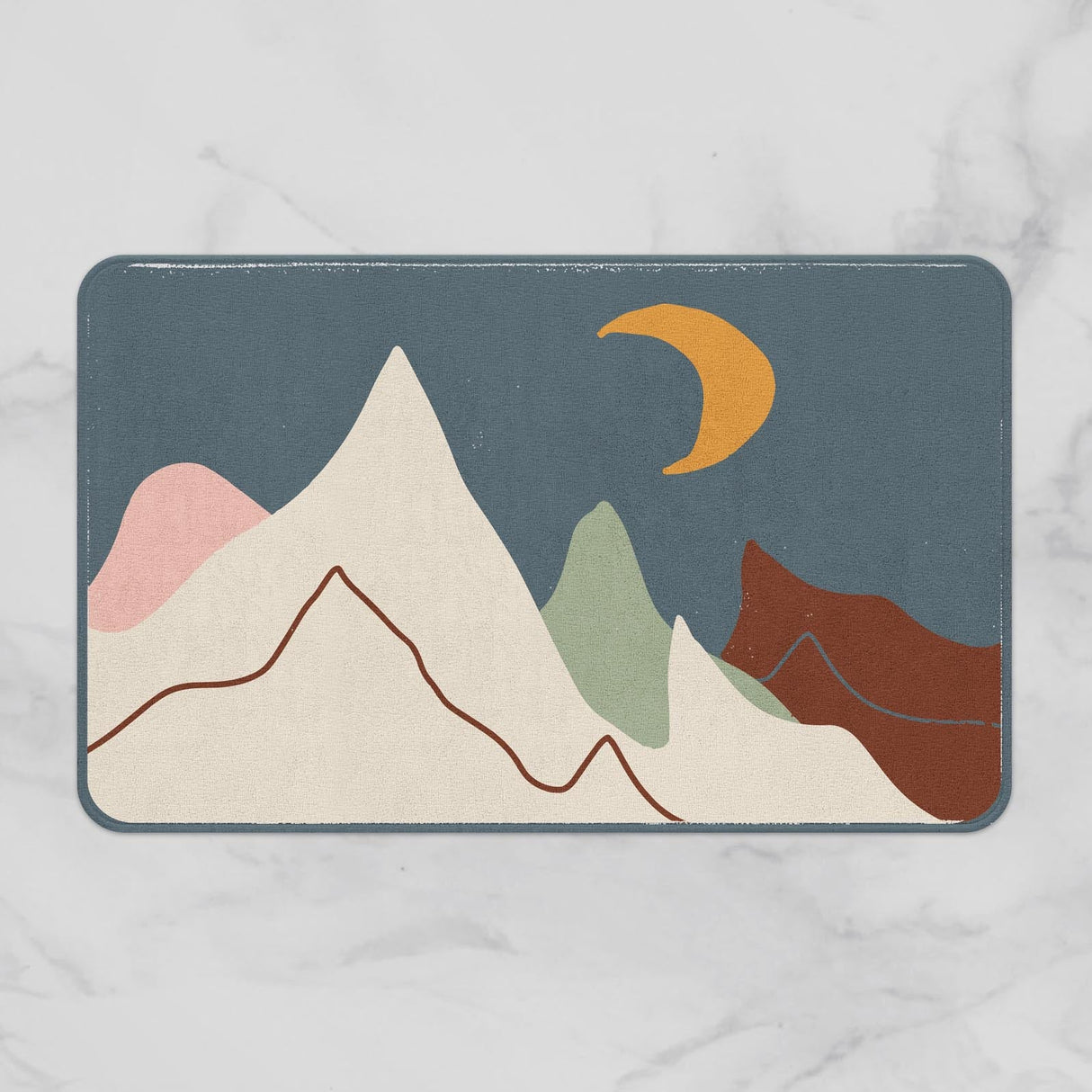 Abstract Mountain and Moon Bath Mat