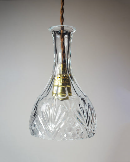Cut glass bottle Pendant Light