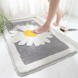 Feblilac Cute Daisy Flower Bath Mat, Chrysanthemum Bathroom Mats