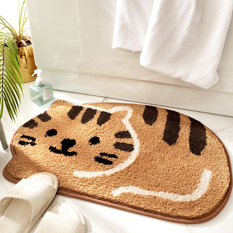 Feblilac Cute Smiling Cat Bath Mat, Animal Bathroom Rug