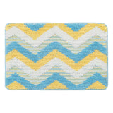 Blue White Yellow Zigzag Texture Bath Mat