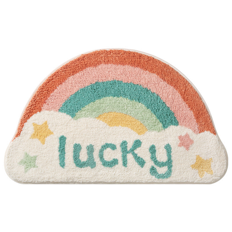 Feblilac Semicircle Sun and Cloud Bath Mat, Cute Bathroom Rug