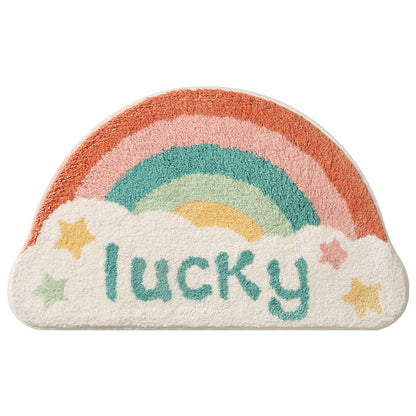 Feblilac Semicircle Sun and Cloud Bath Mat, 17.7″x29.5″ Bathroom Rug, Soft Plush Water-Absorbent  Multiple Sized Anti Slip Toilet Mat, Soft Thick Bathroom Carpet, Art Bathroom Mats, Best Bath Rugs, Hot Shower Mat Non Slip, Toilet Rug for Bath