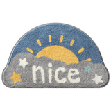 Feblilac Semicircle Sun and Cloud Bath Mat, Cute Bathroom Rug