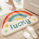 Feblilac Semicircle Sun and Cloud Bath Mat, Cute Bathroom Rug