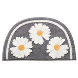 Semicircle Daisy Bath Mat, Sweet Home Bathroom Mat, White Yellow Flower Bath Rug, House Warming Gift, Wedding Gift