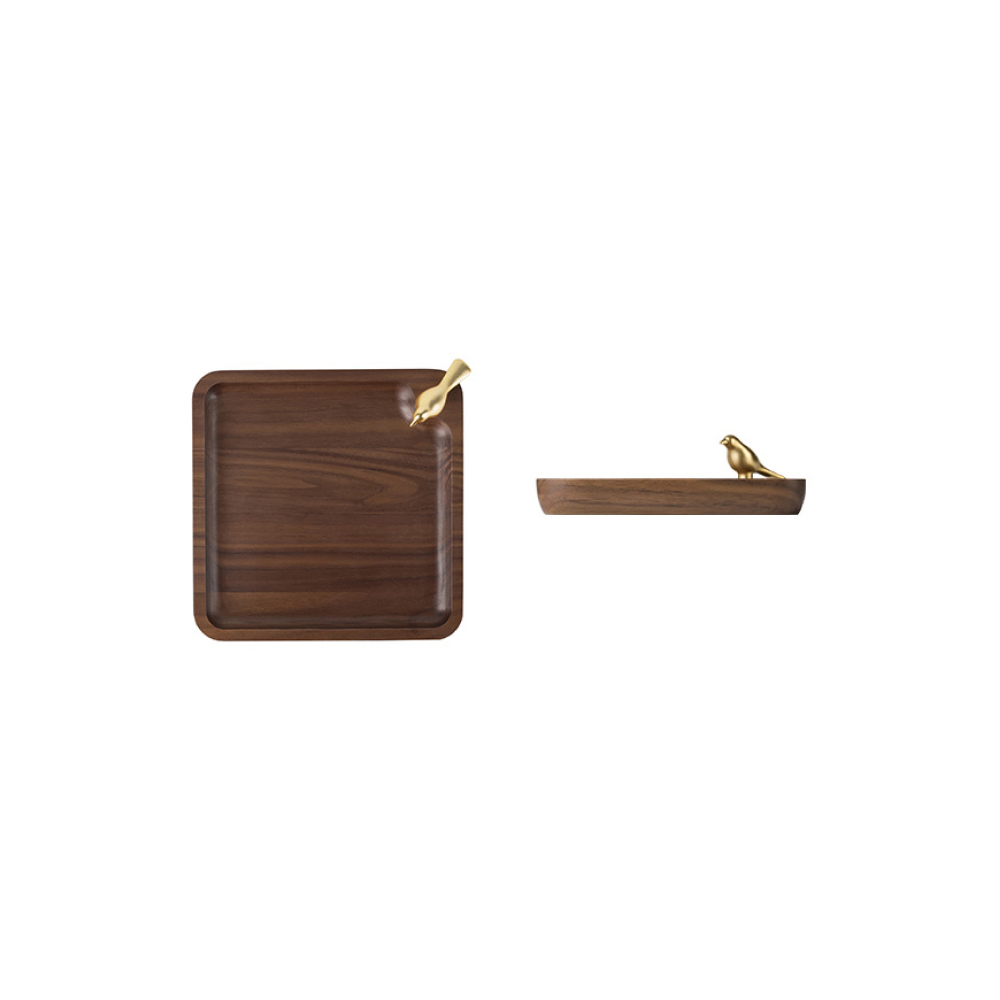 Polly Golden Magpie Walnut Tray