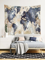 Artificial Map Print Tapestry