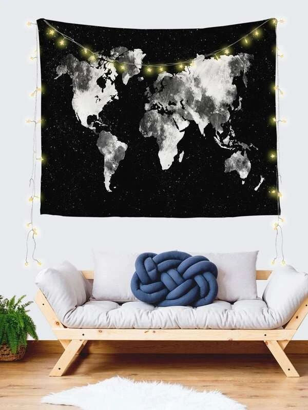 Artificial Map Print Tapestry