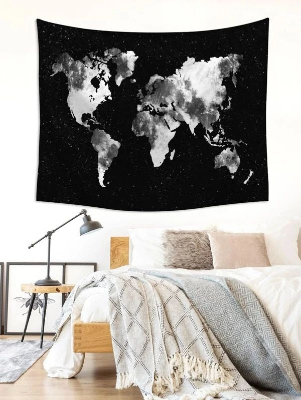 Artificial Map Print Tapestry