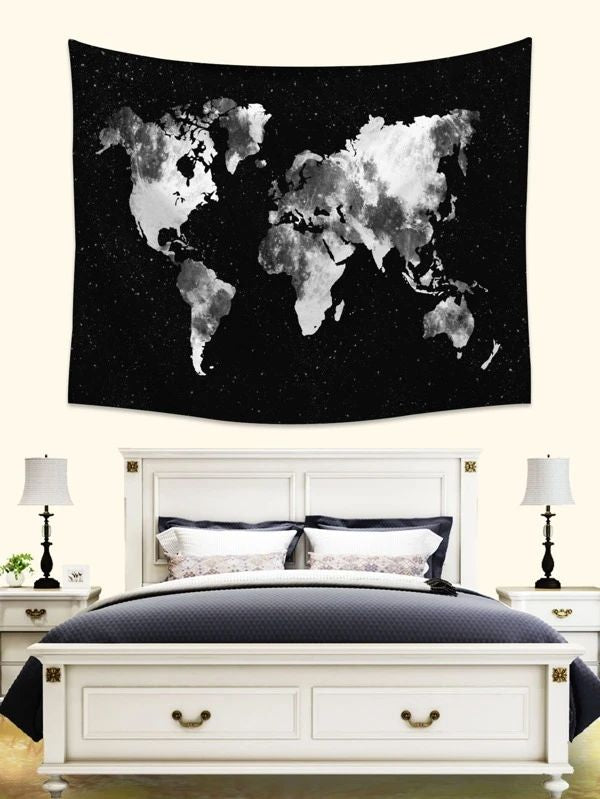 Artificial Map Print Tapestry