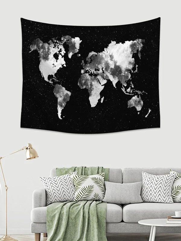 Artificial Map Print Tapestry